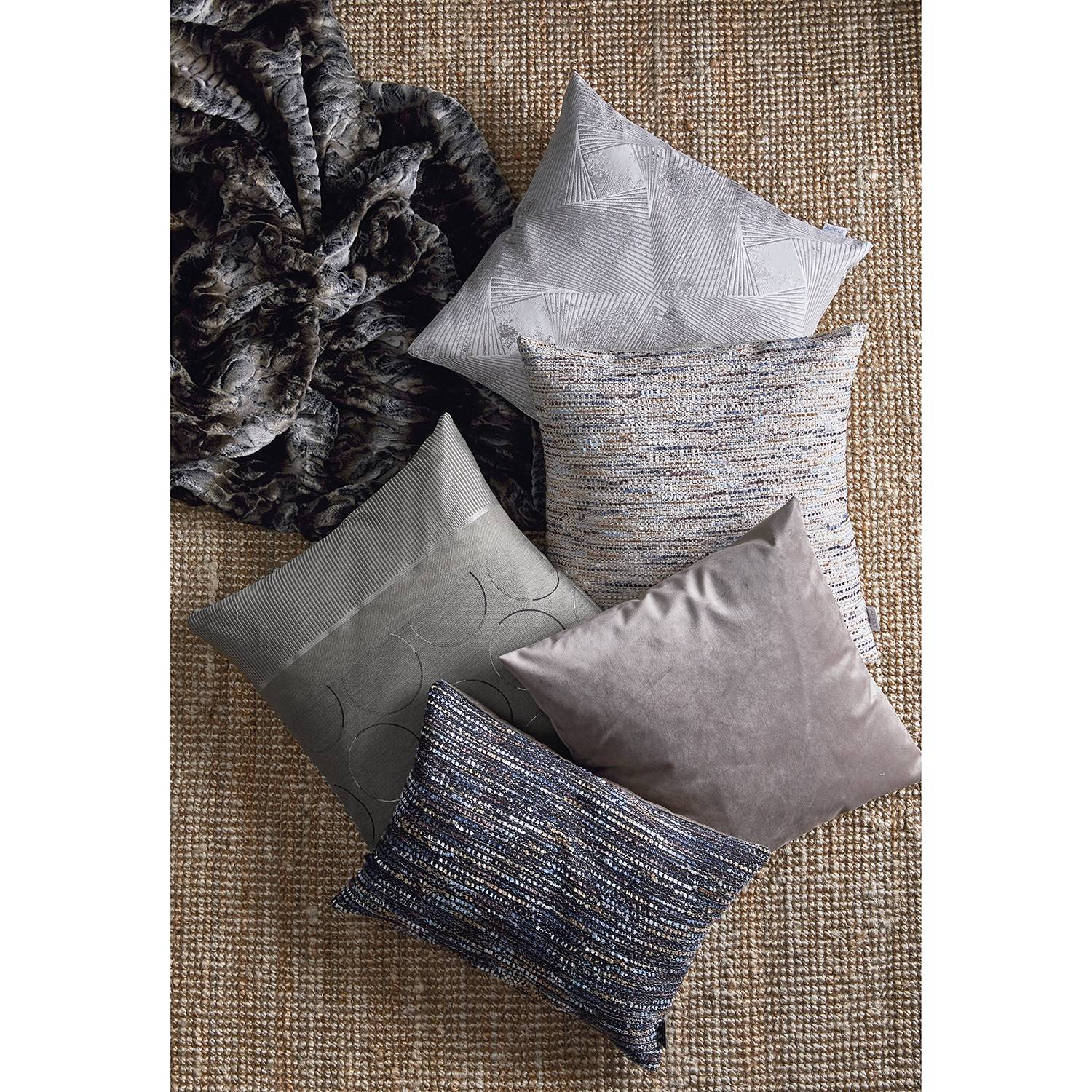 home24 Apelt Kissenbezug Tweed Beige/Mehrfarbig 46x46 cm (BxH) Mischgewebe