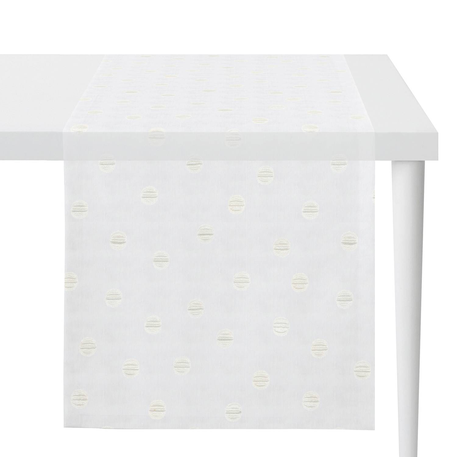 home24 Apelt Tischläufer Sevilla Weiß/Beige Polyester 48x135x0.1 cm (BxHxT)