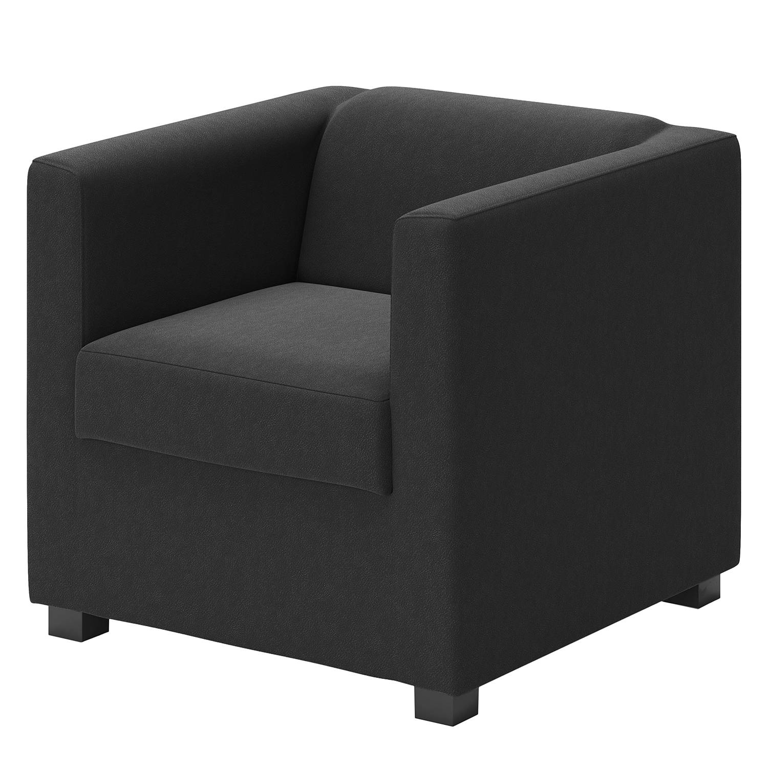 home24 loftscape Sessel Wilno I Schwarz Echtleder 74x71x75 cm (BxHxT)