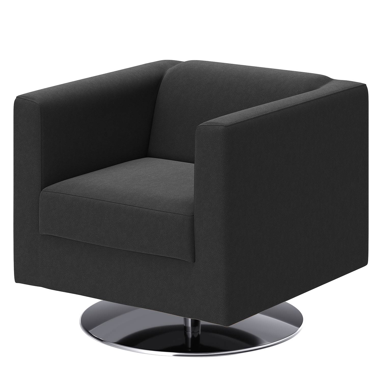 home24 loftscape Sessel Wilno V Schwarz Echtleder 74x71x75 cm (BxHxT)