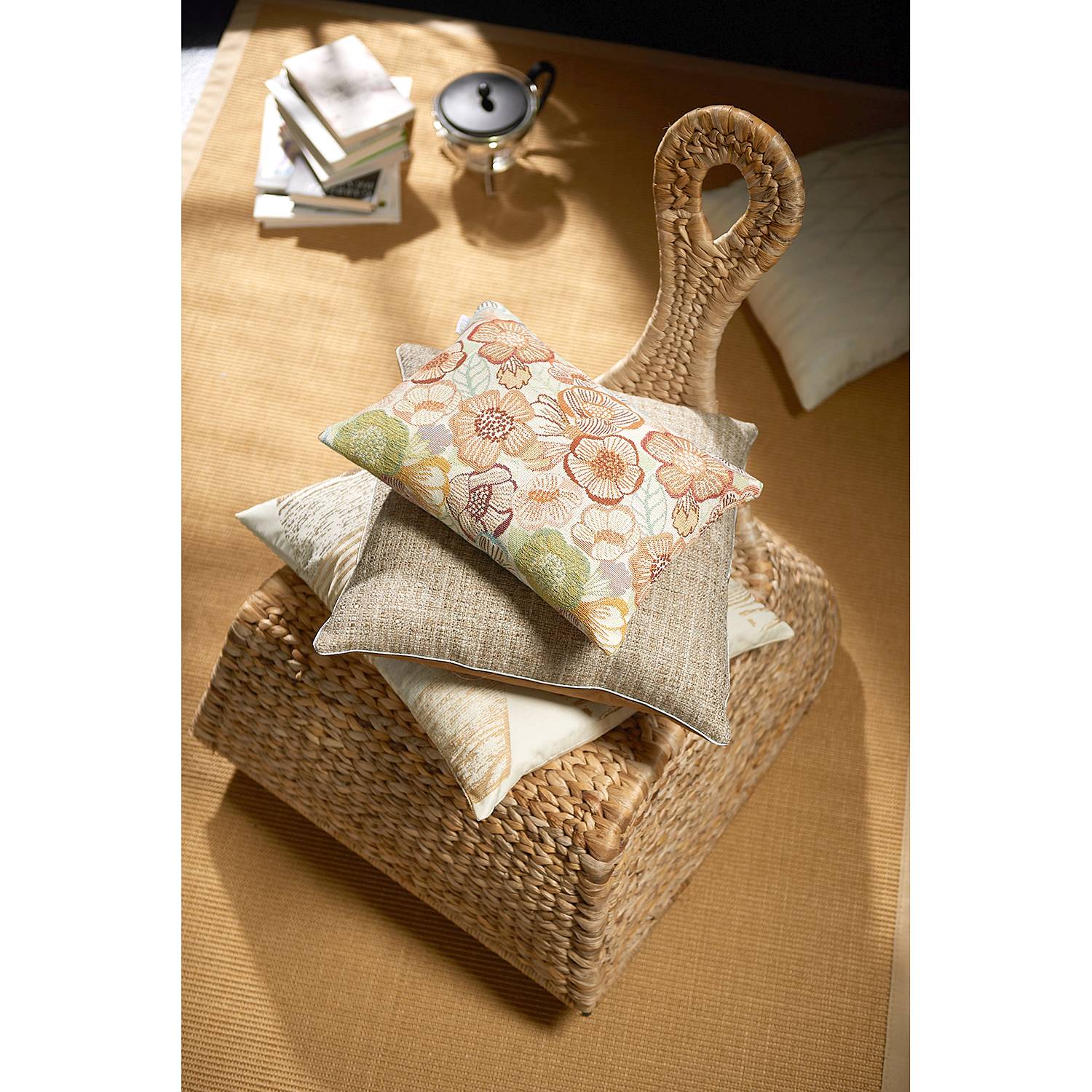 home24 Apelt Dekokissen Alessio Honig/Beige 45x45x10 cm (BxHxT) Strukturstoff