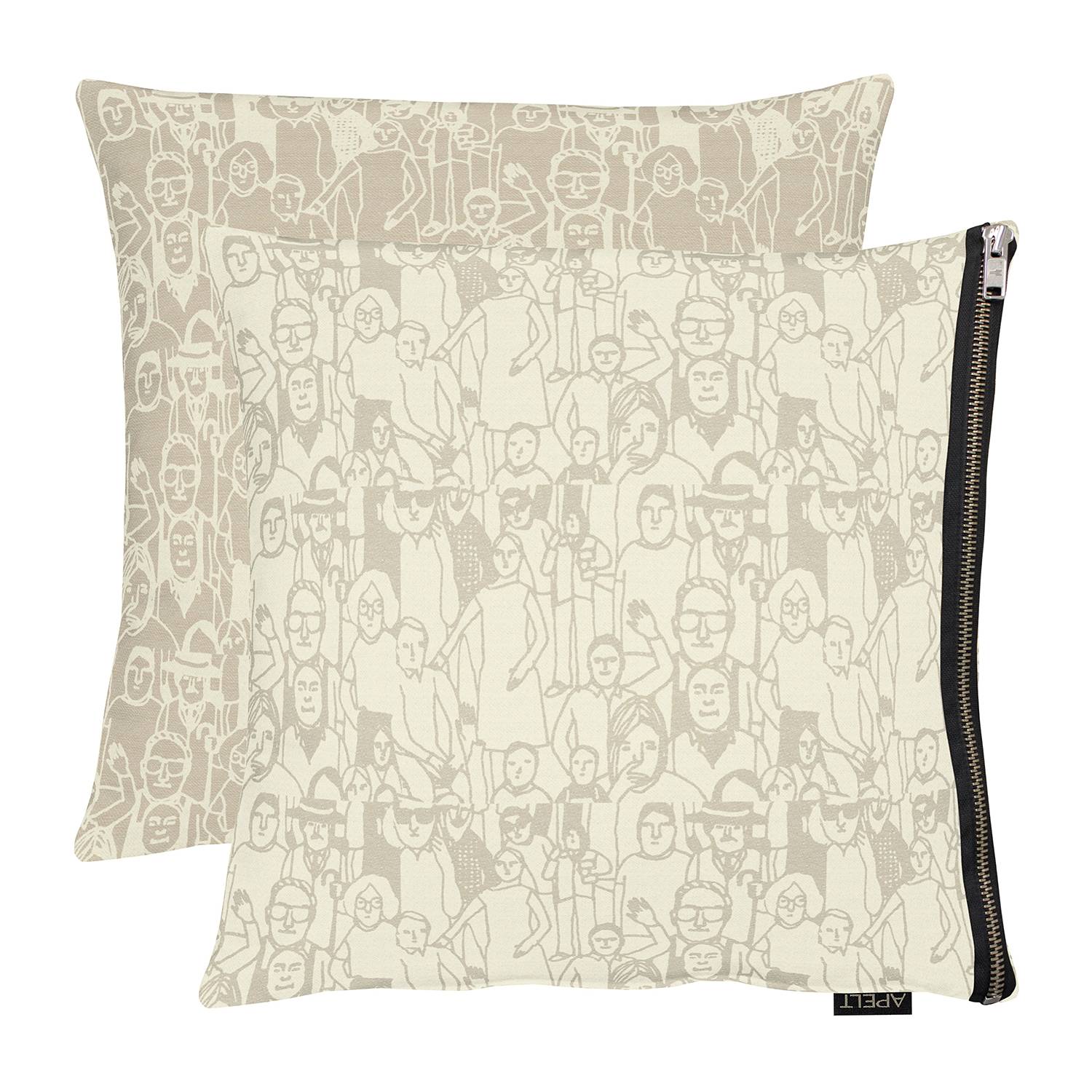 home24 Apelt Kissenbezug People Creme/Hellgrau 46x46 cm (BxH) Webstoff