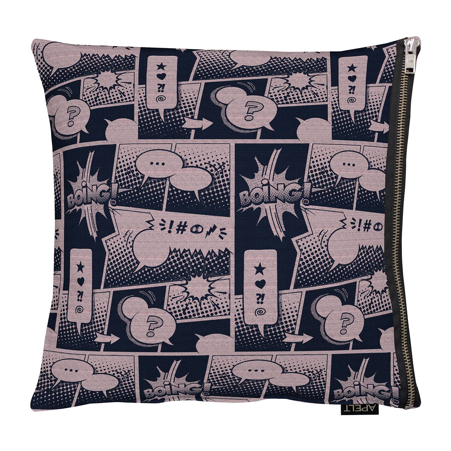 home24 Apelt Kissenbezug Comic Altrosa/Schwarz 46x46 cm (BxH) Webstoff