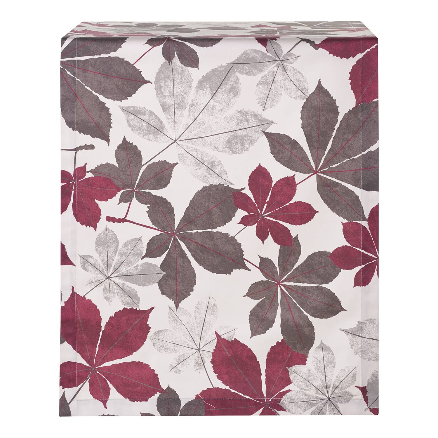 home24 Proflax Tischläufer Oakland Hellgrau/Burgunder Baumwollstoff 50x140 cm (BxT)