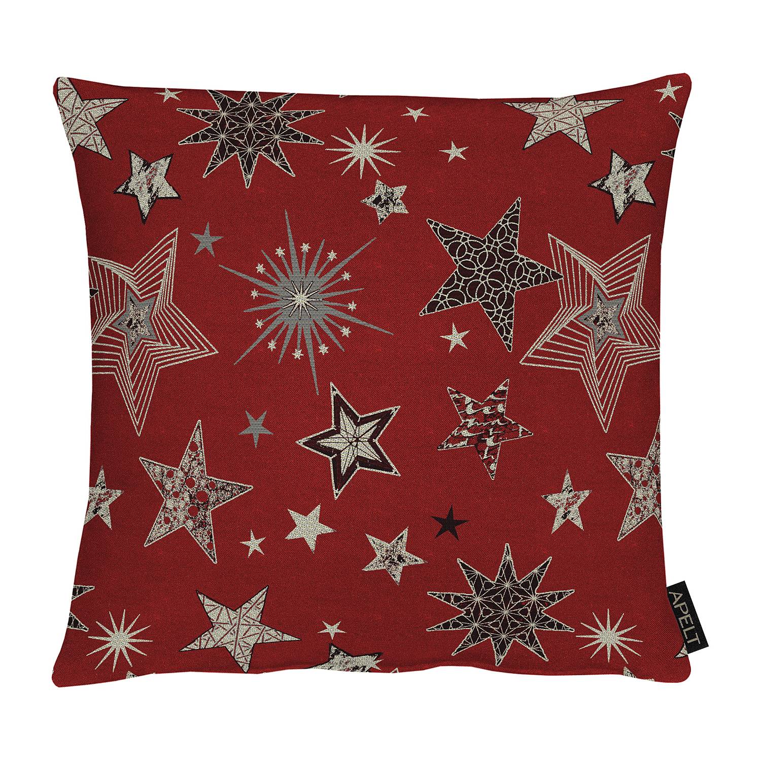 home24 Apelt Dekokissen 1503 Rot/Gold 39x39 cm (BxH) Mischgewebe