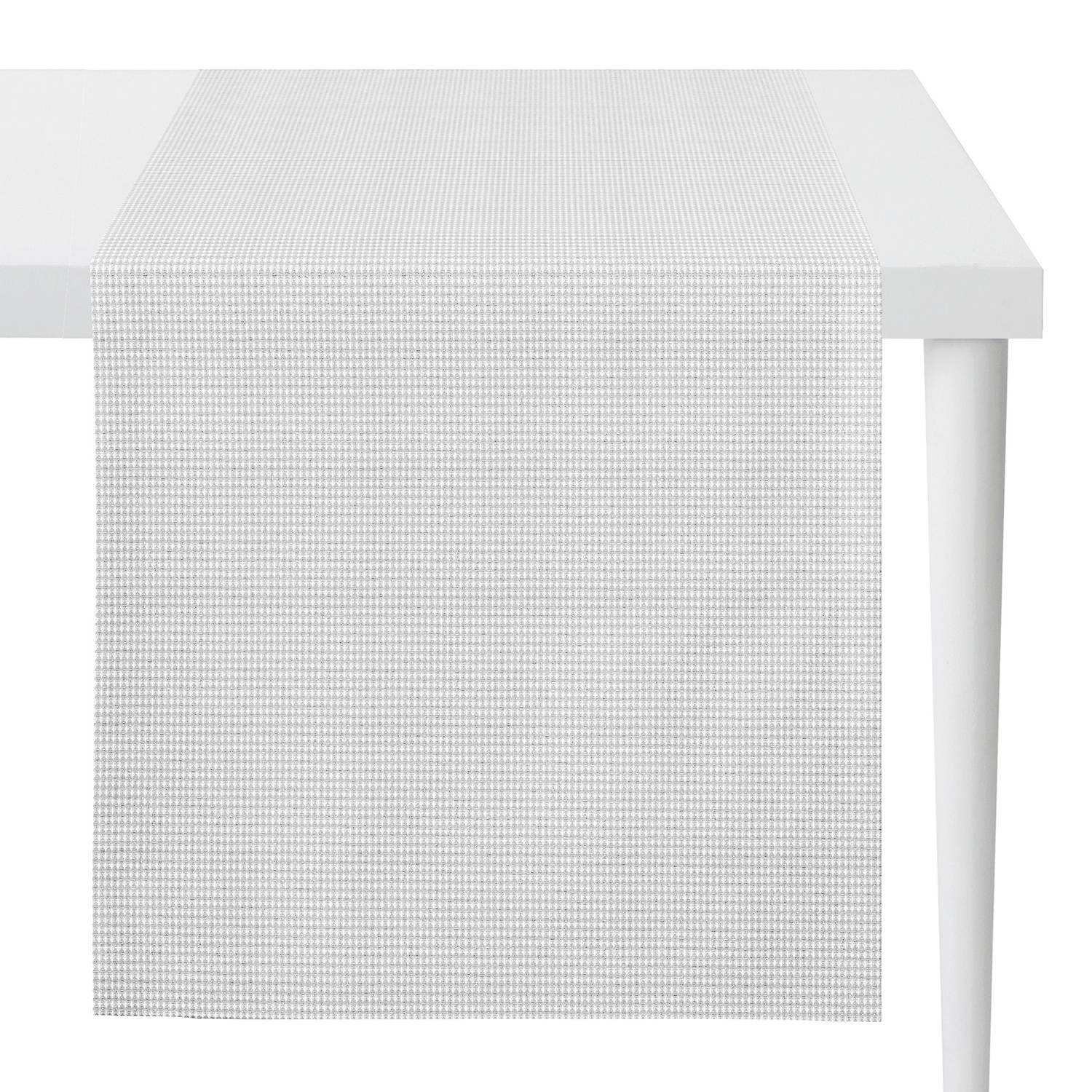 home24 Apelt Tischläufer 1500 Weiß/Silber/Grau Polyester 48x140 cm (BxT)