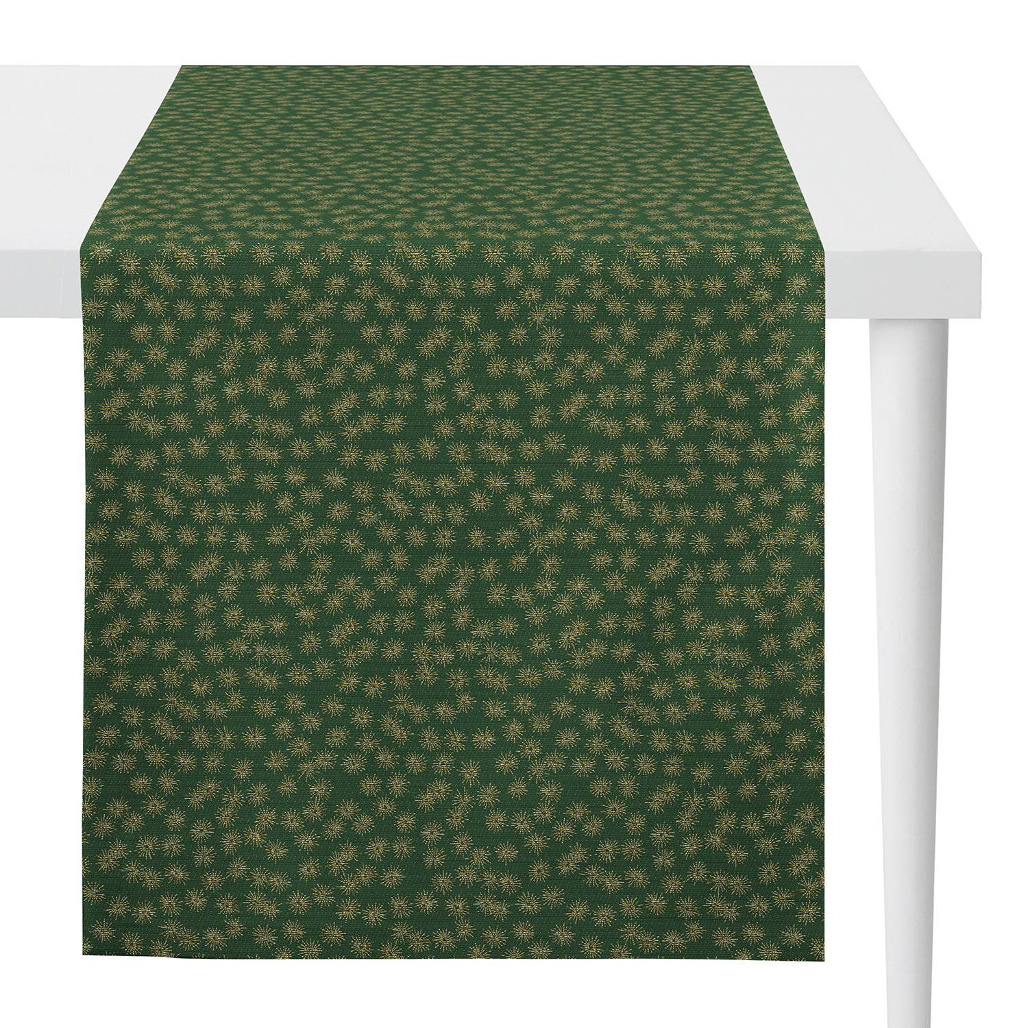 home24 Apelt Tischläufer 1501 Grün/Gold Mischgewebe 48x140 cm (BxH)