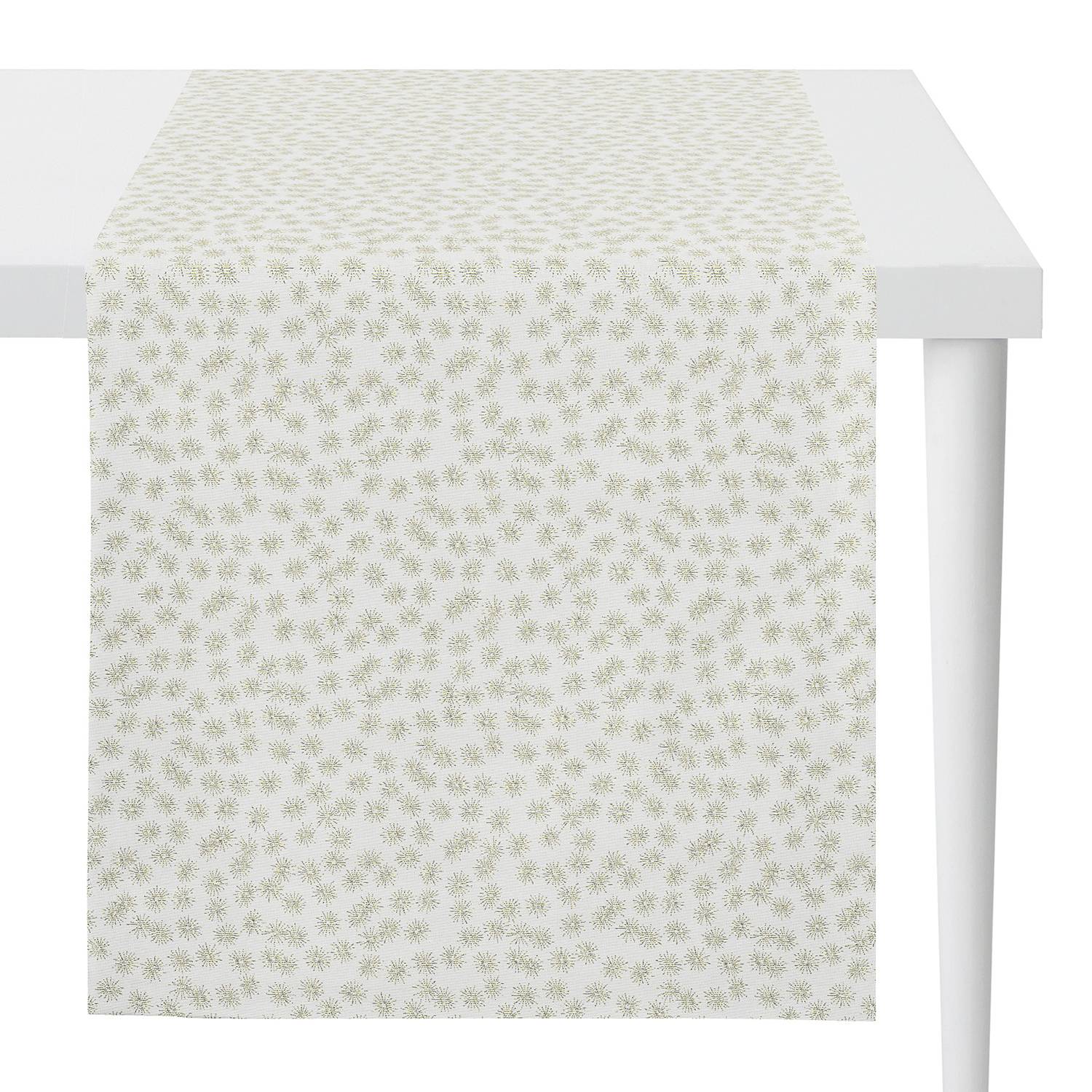 home24 Apelt Tischläufer 1501 Weiß/Gold/Creme Mischgewebe 48x140 cm (BxH)