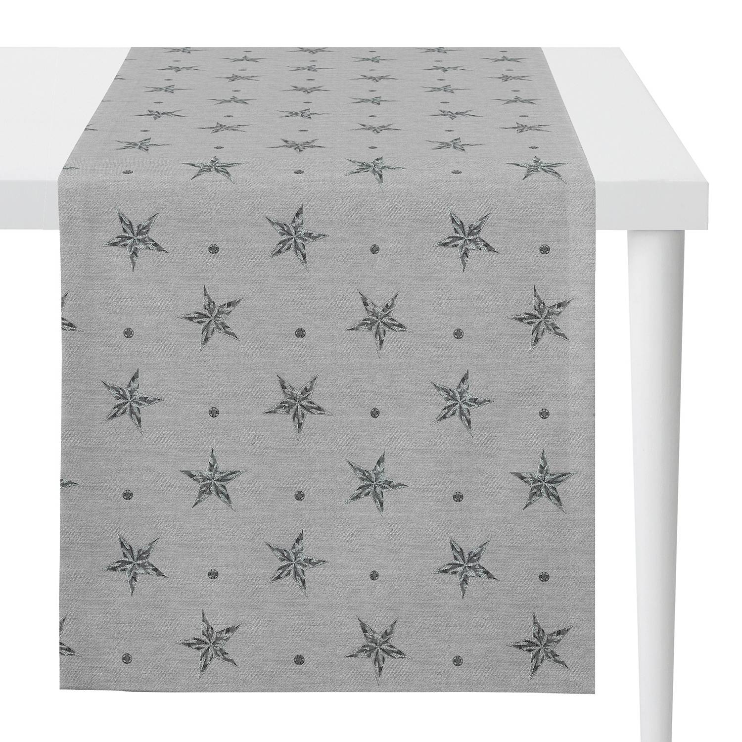 home24 Apelt Tischläufer 1502 Anthrazit/Silber Mischgewebe 48x140 cm (BxT)