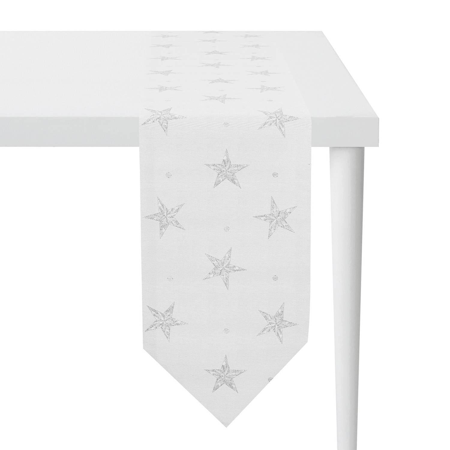 home24 Apelt Tischband 1502 Weiß/Silber Mischgewebe 24x175 cm (BxT)