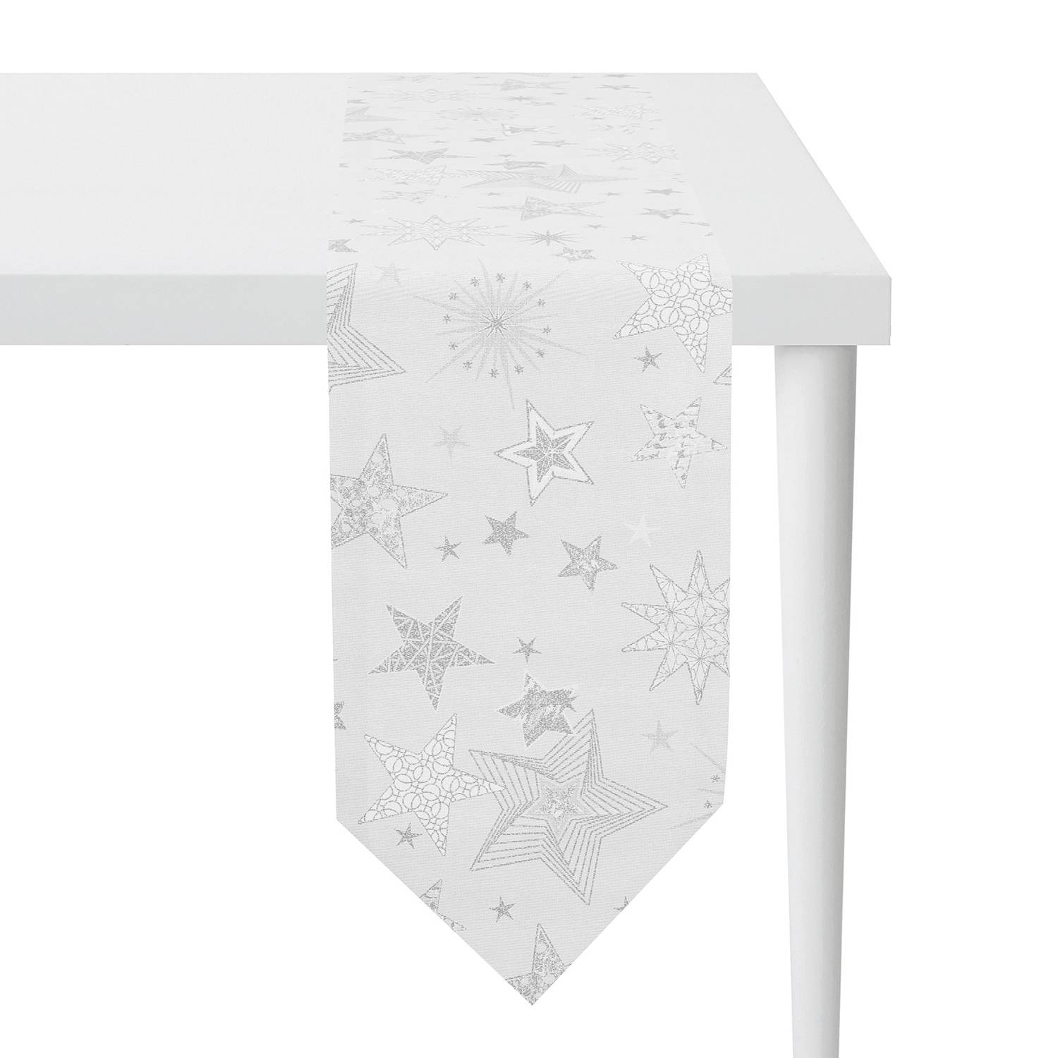 home24 Apelt Tischband 1503 Weiß/Silber Mischgewebe 24x175 cm (BxT)