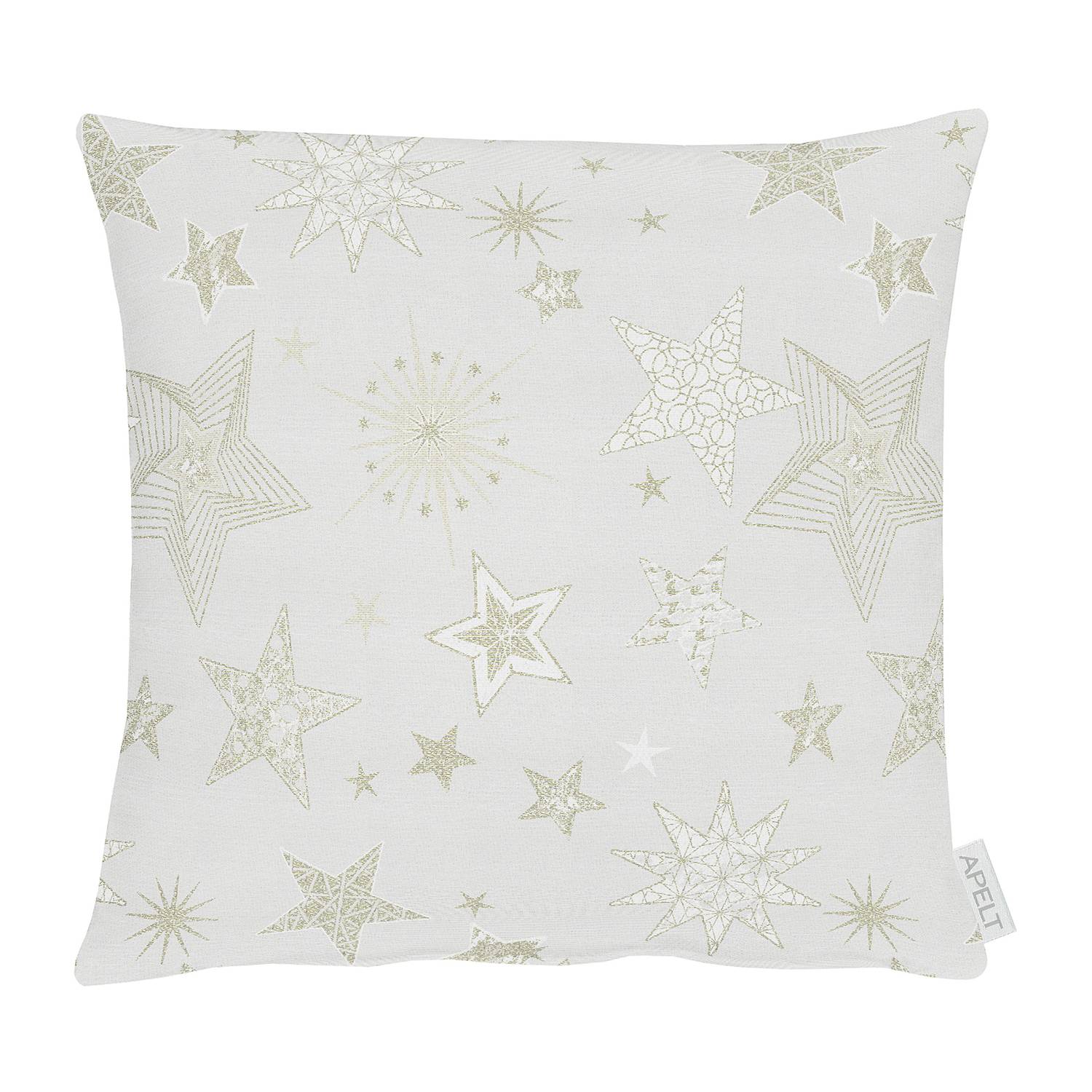 home24 Apelt Dekokissen 1503 Weiß/Gold/Creme 39x39 cm (BxH) Mischgewebe