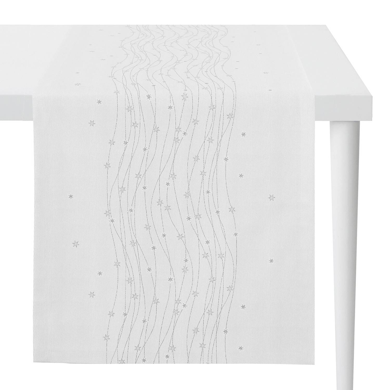 home24 Apelt Tischläufer 1504 Weiß/Silber Mischgewebe 48x140 cm (BxT)