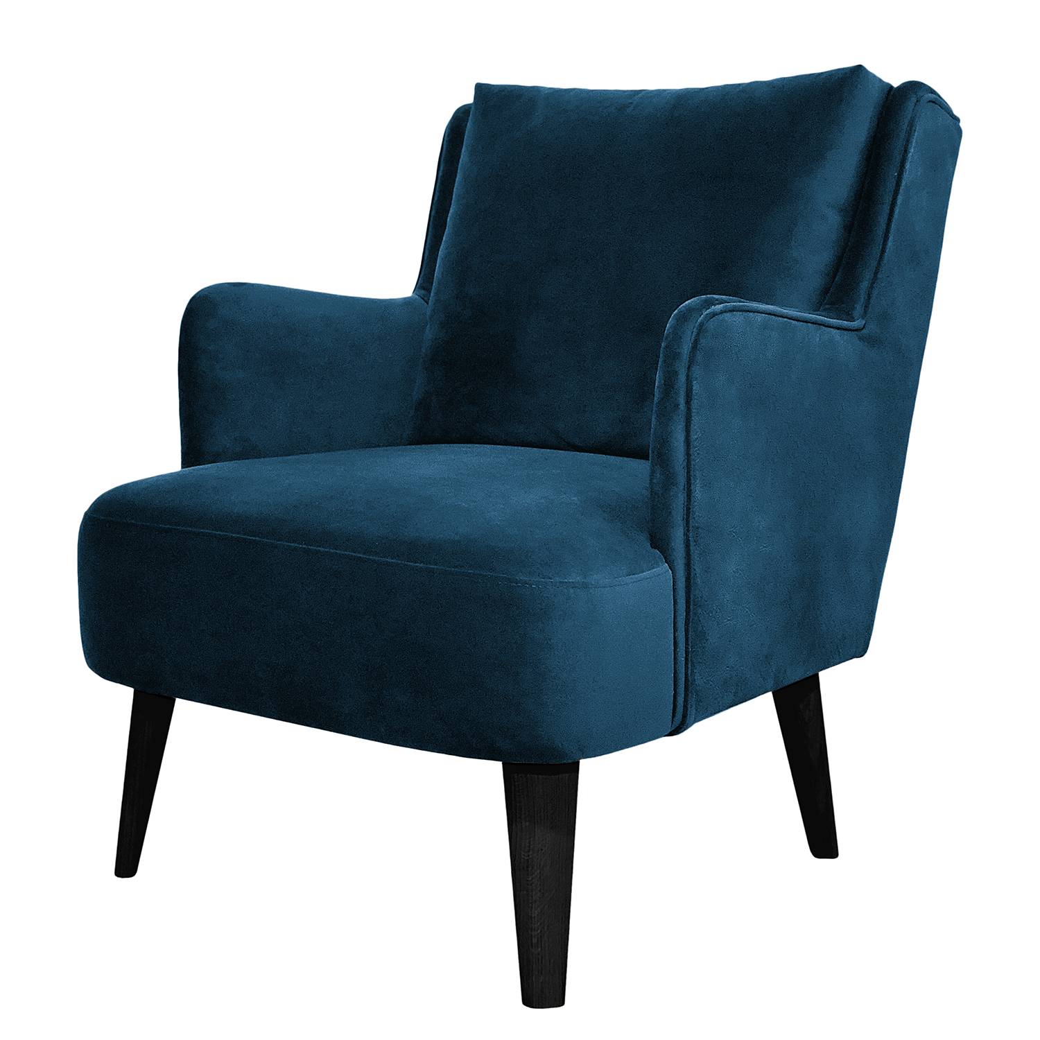home24 Jack & Alice Sessel Bariri I Dunkelblau Samt 67x90x80 cm (BxHxT)