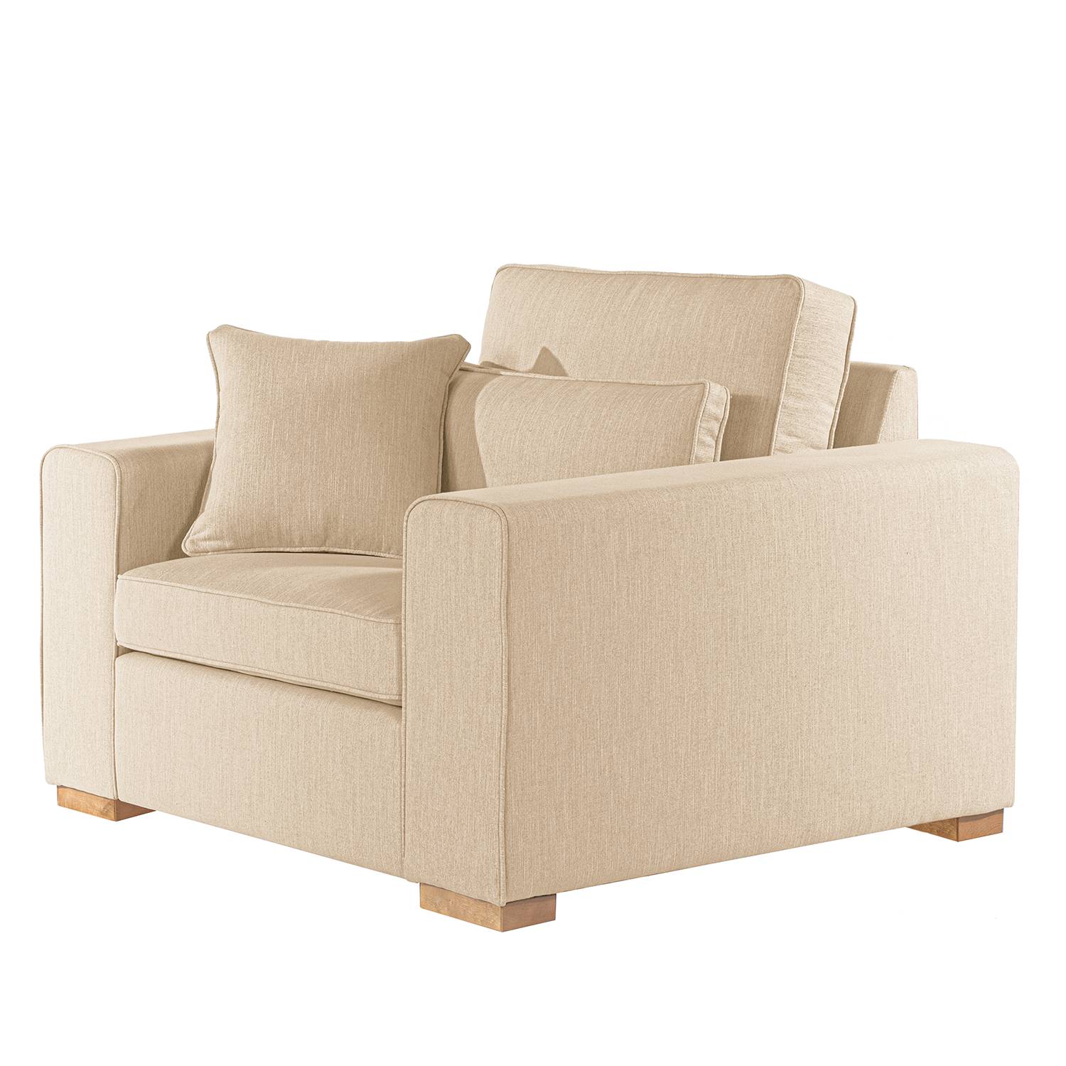 home24 Ridgevalley XXL-Sessel Randan III Beige Webstoff 124x85x104 cm (BxHxT)