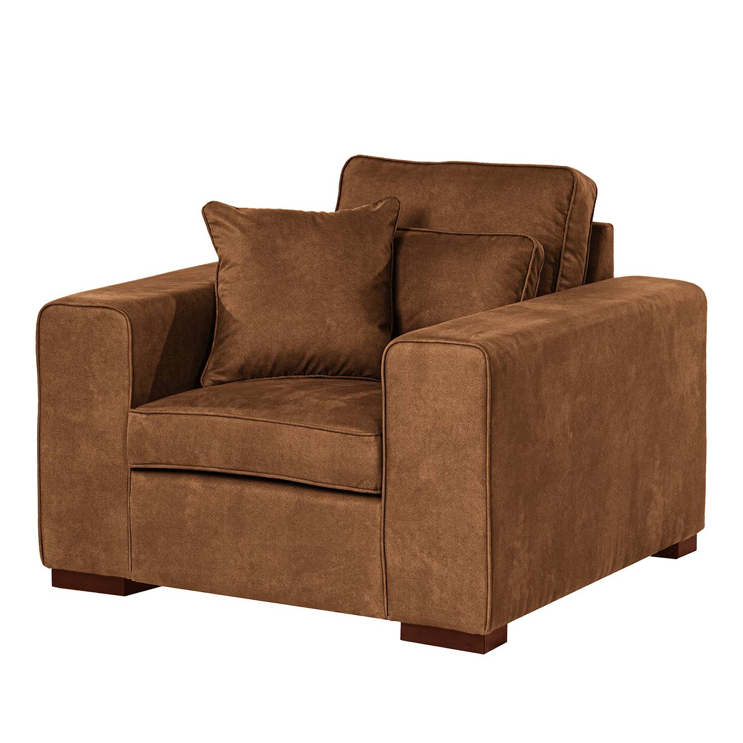 home24 Red Living XXL Sessel Randan II Nougat Microfaser 104x85x104 cm (BxHxT)