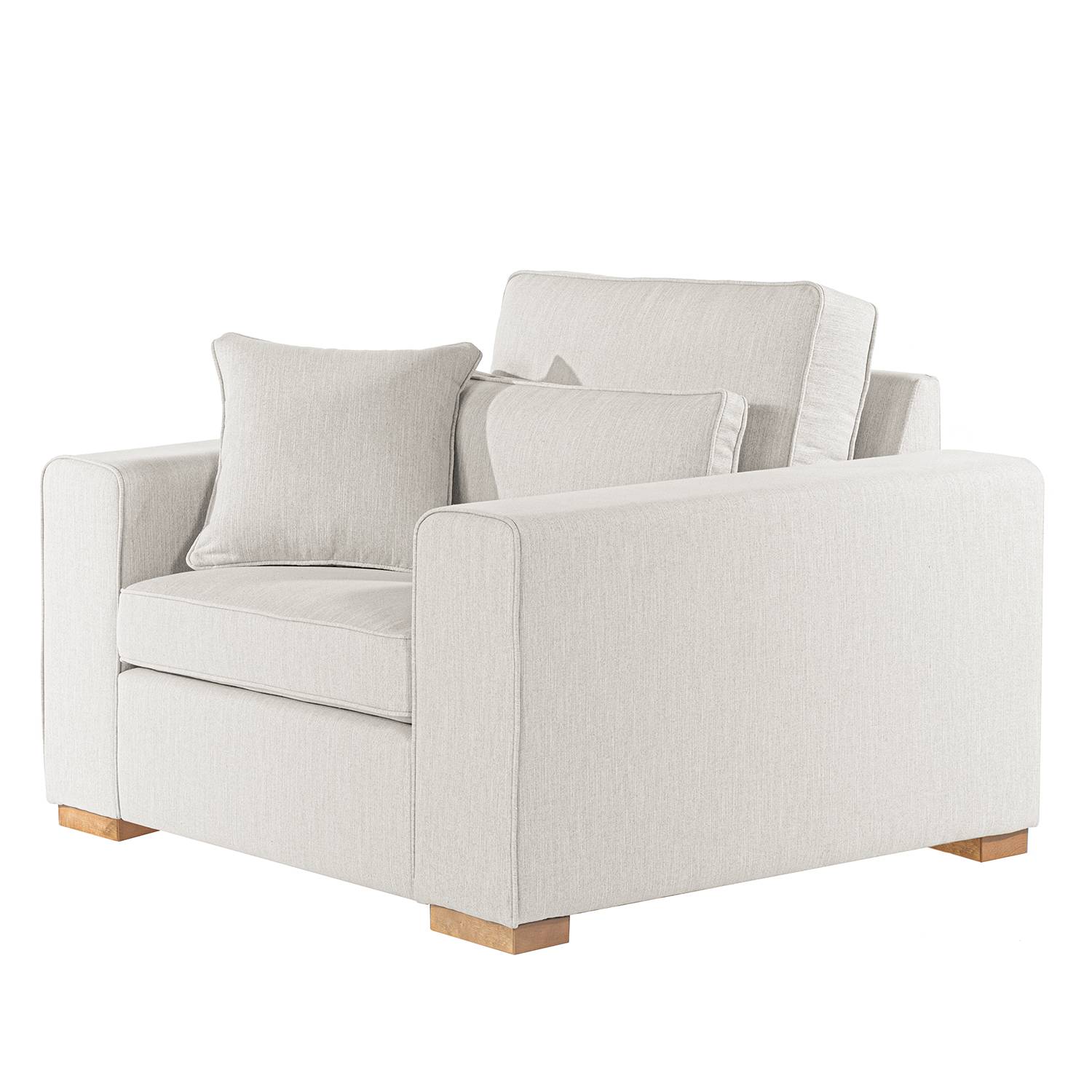 home24 Ridgevalley XXL-Sessel Randan III Hellgrau Webstoff 124x85x104 cm (BxHxT)