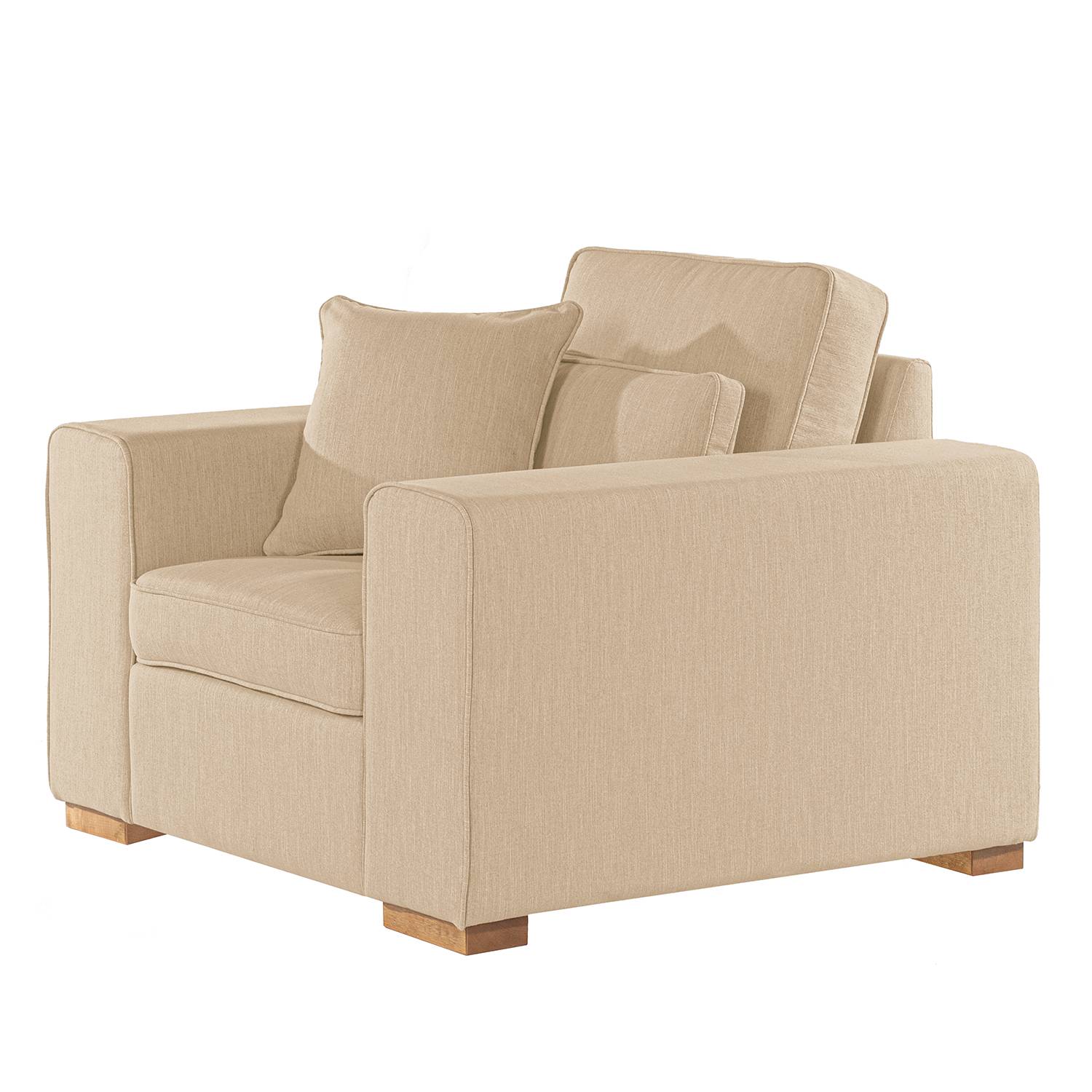home24 Ridgevalley XXL Sessel Randan I Beige Webstoff 104x85x104 cm (BxHxT)