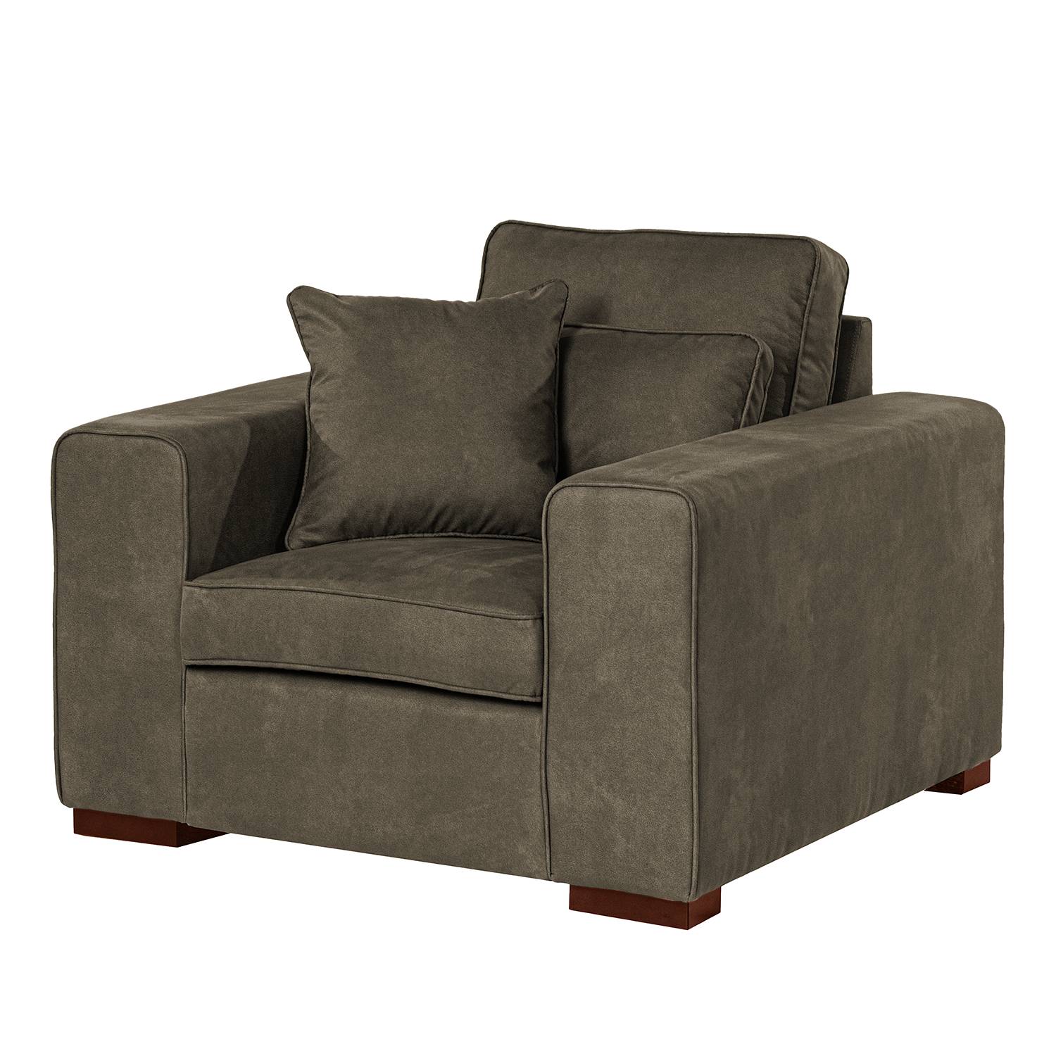 home24 Red Living XXL Sessel Randan II Dunkelbraun Microfaser 104x85x104 cm (BxHxT)