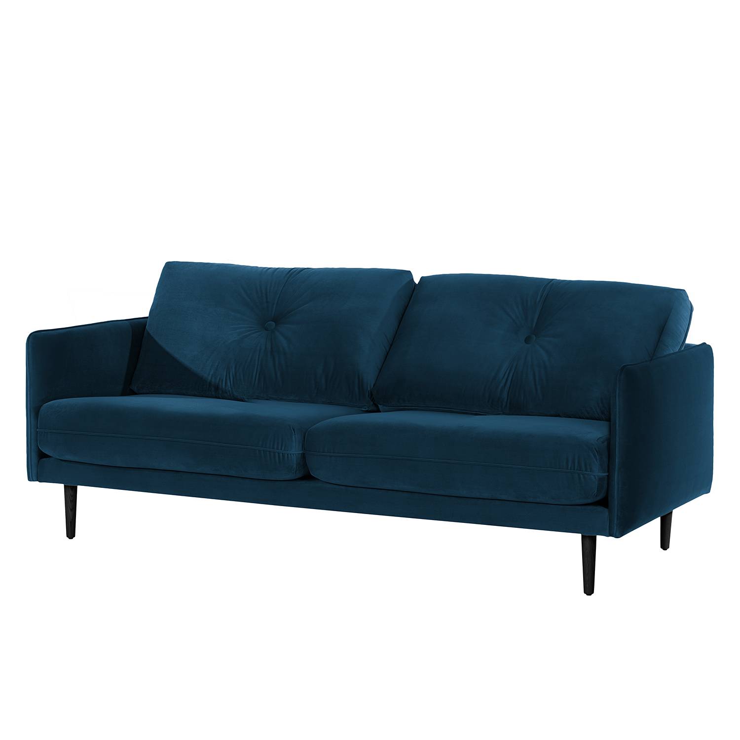 home24 Norrwood Sofa Pigna II 3-Sitzer Dunkelblau Samt 208x86x94 cm