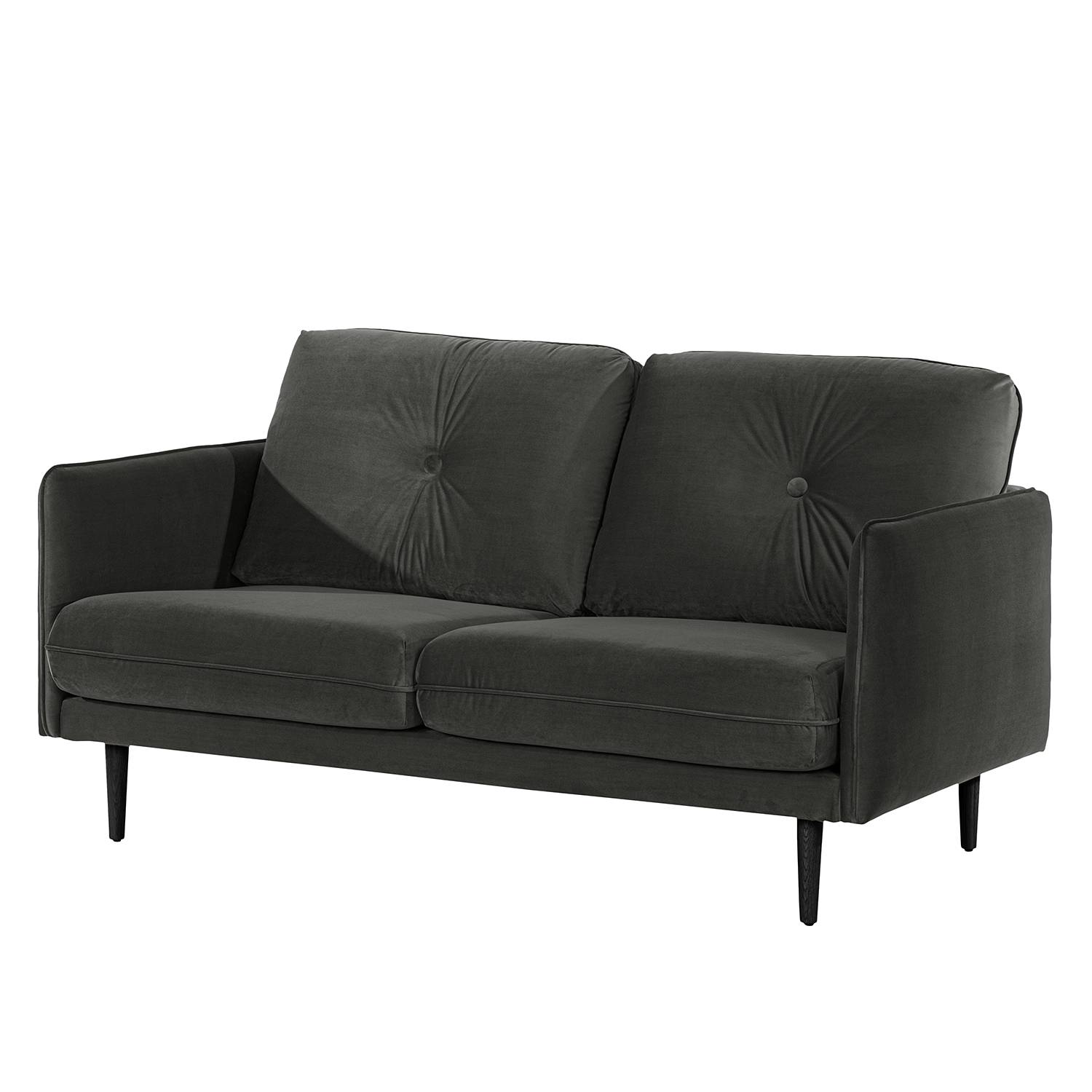 home24 Norrwood Sofa Pigna II 2,5-Sitzer Grau Samt 168x86x94 cm