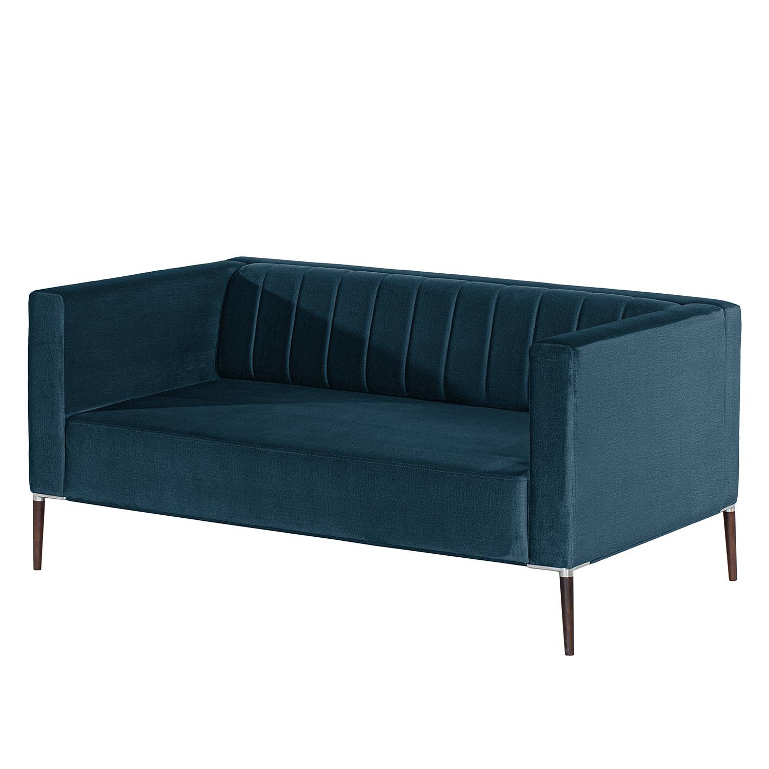 home24 Norrwood Sofa Luparo II 2-Sitzer Dunkelblau Samt 146x70x96 cm