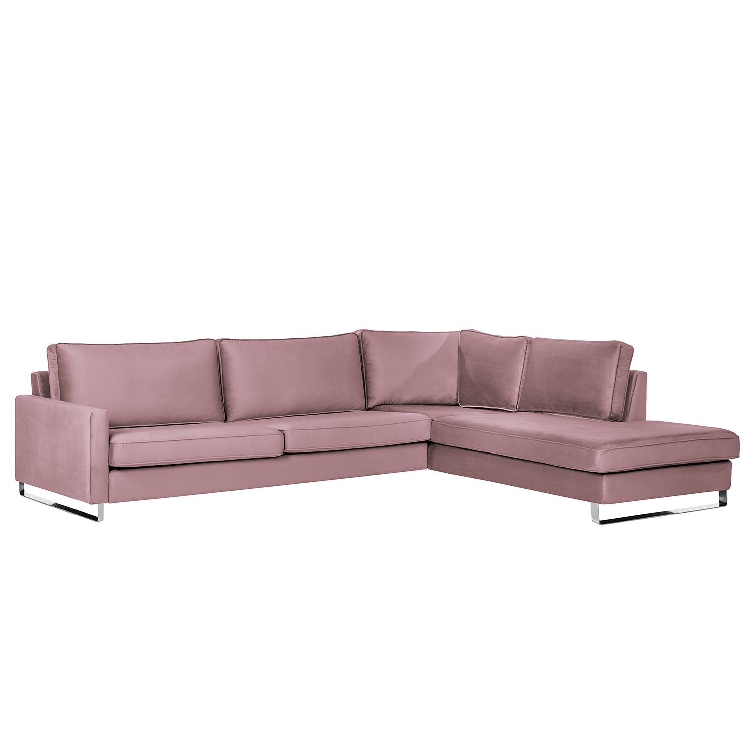 home24 loftscape Ecksofa Radon I Mauve Samt 295x85x230 cm