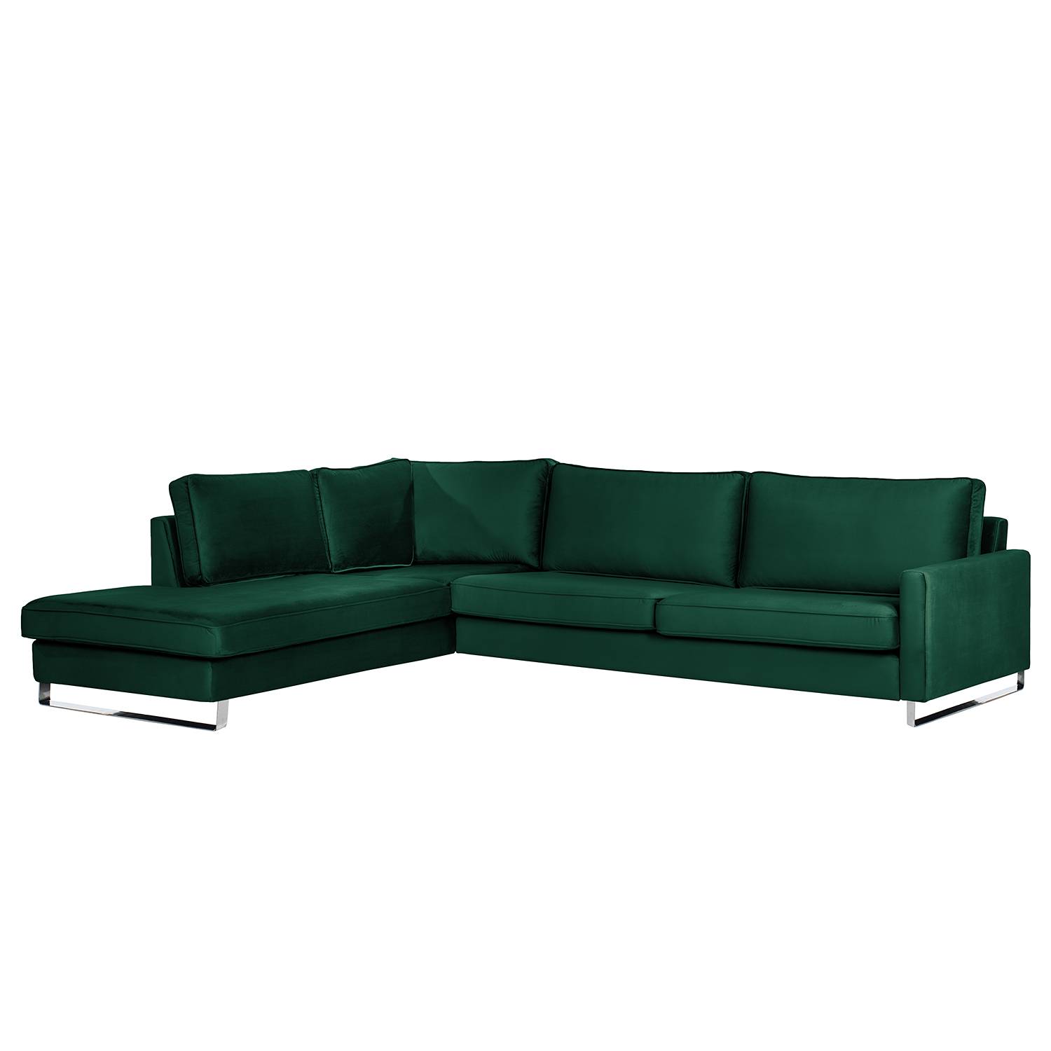 home24 loftscape Ecksofa Radon I Antikgrün Samt 295x85x230 cm