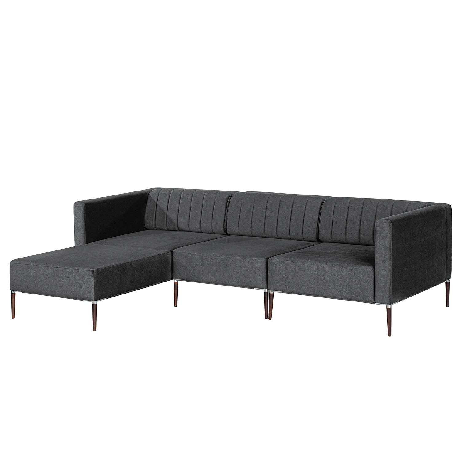 home24 Norrwood Ecksofa Luparo II Schwarz Samt 249x70x166 cm