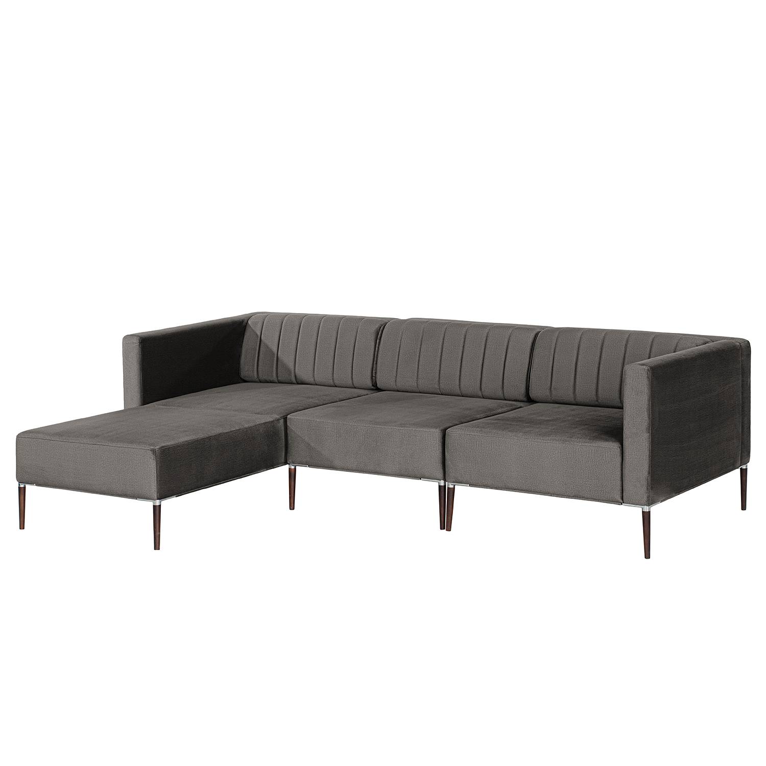 home24 Norrwood Ecksofa Luparo II Grau Samt 249x70x166 cm