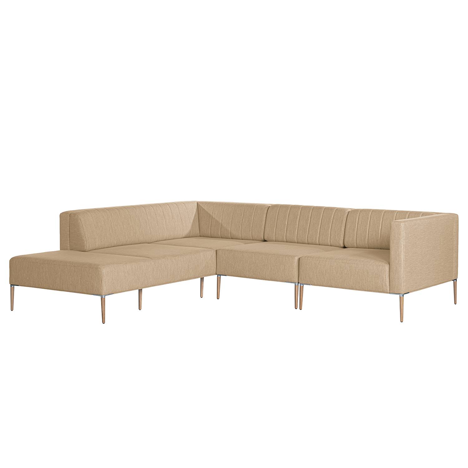 home24 Norrwood Ecksofa Luparo III Beige Webstoff 259x70x224 cm