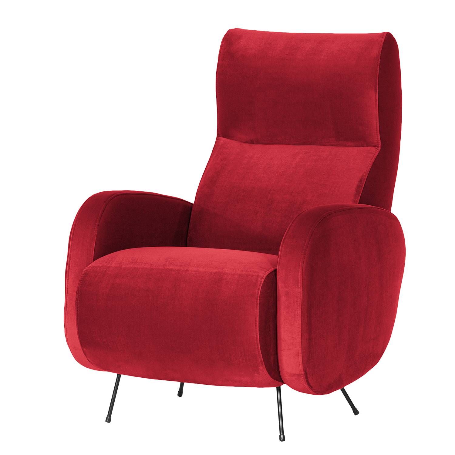 home24 Norrwood Sessel Vains I Rot Samt 78x104x93 cm (BxHxT)