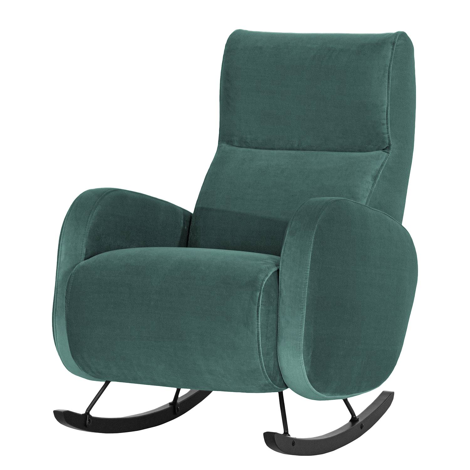 home24 Norrwood Schaukelsessel Vains I Petrol Samt 78x104x93 cm (BxHxT)