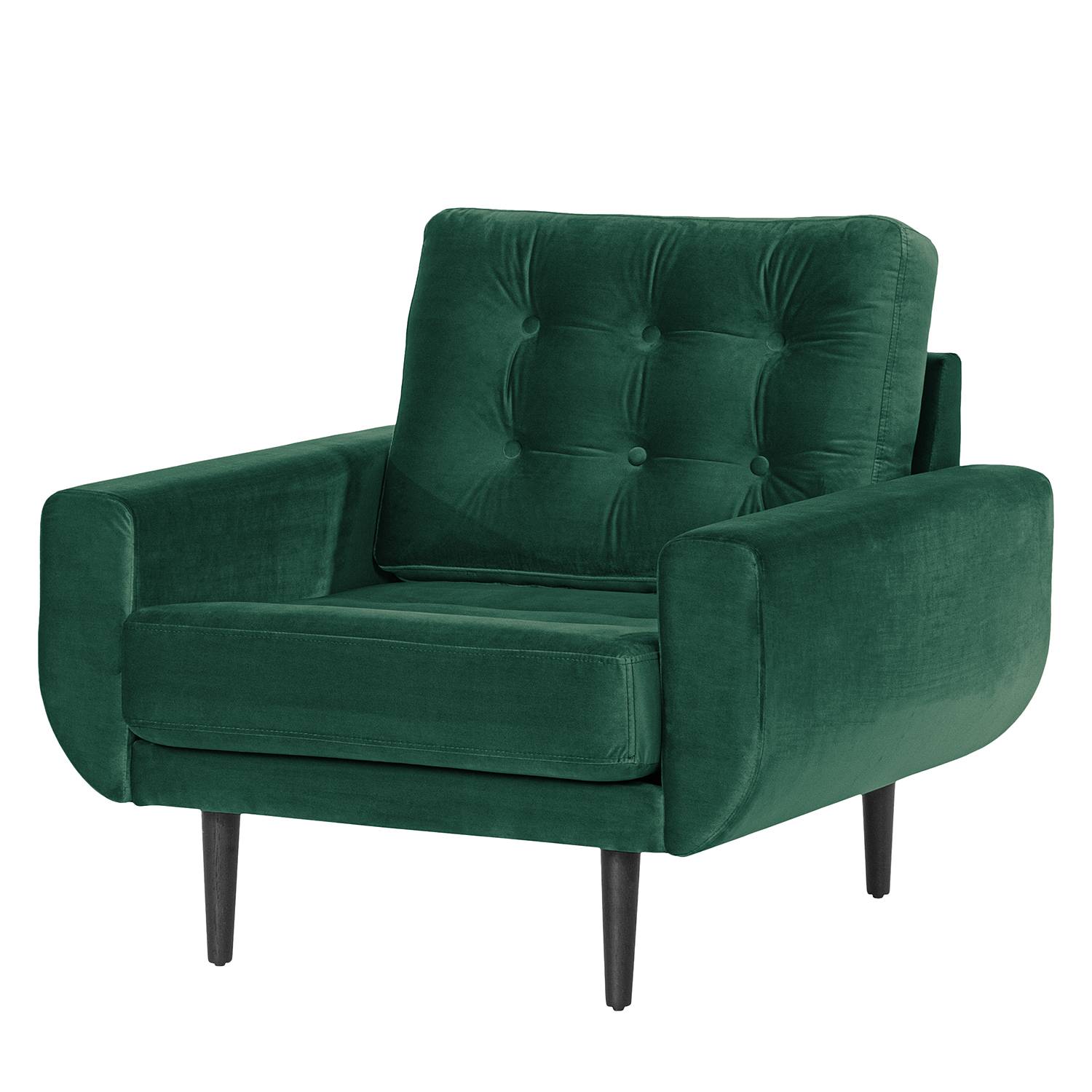 home24 Norrwood Sessel Vaise I Antikgrün Samt 89x83x90 cm (BxHxT)