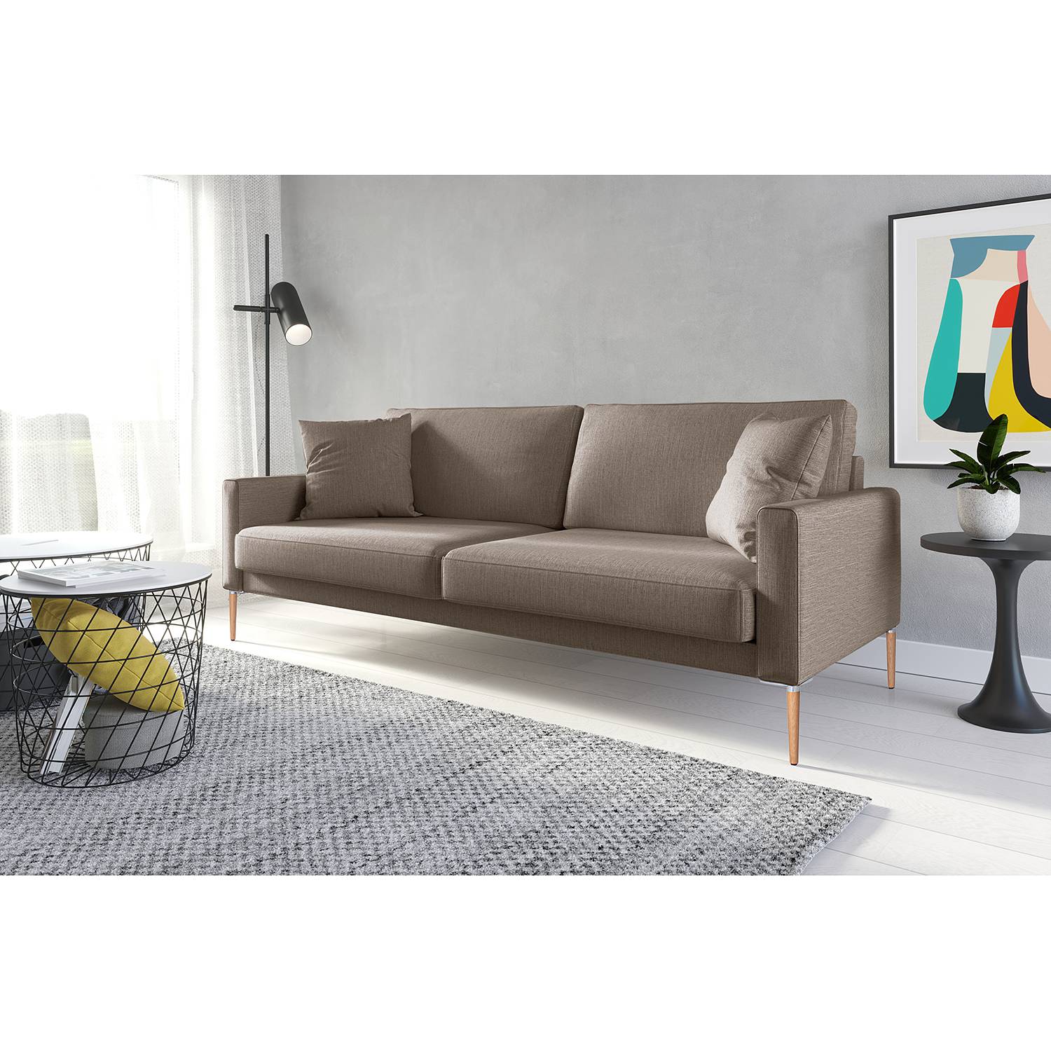home24 Norrwood Sofa Sauvo II 3-Sitzer Cubanit Webstoff 214x83x90 cm