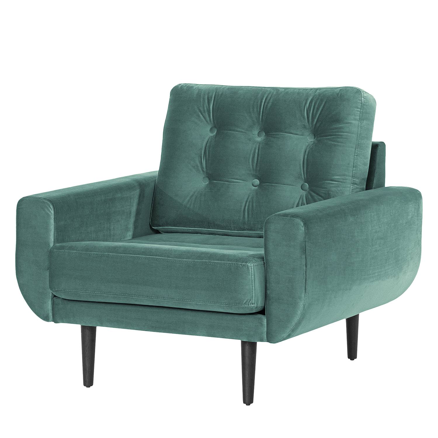 home24 Norrwood Sessel Vaise I Petrol Samt 89x83x90 cm (BxHxT)