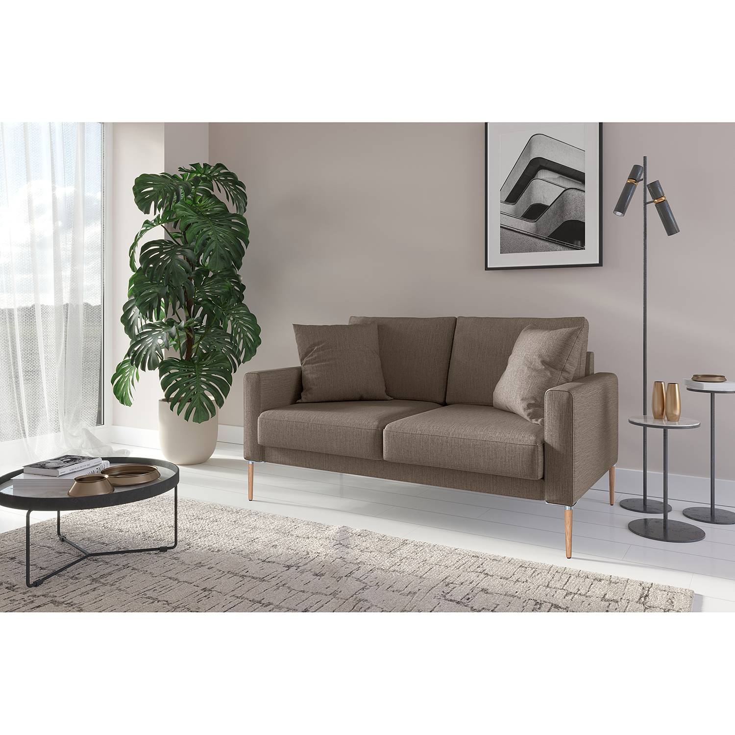 home24 Norrwood Sofa Sauvo II 2-Sitzer Cubanit Webstoff 154x83x90 cm
