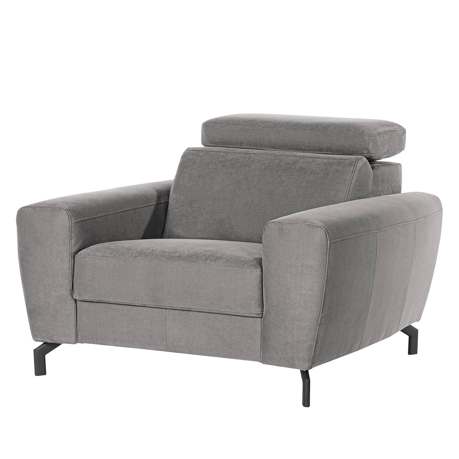 home24 loftscape Sessel Opia Grau Microfaser 116x78x108 cm (BxHxT)