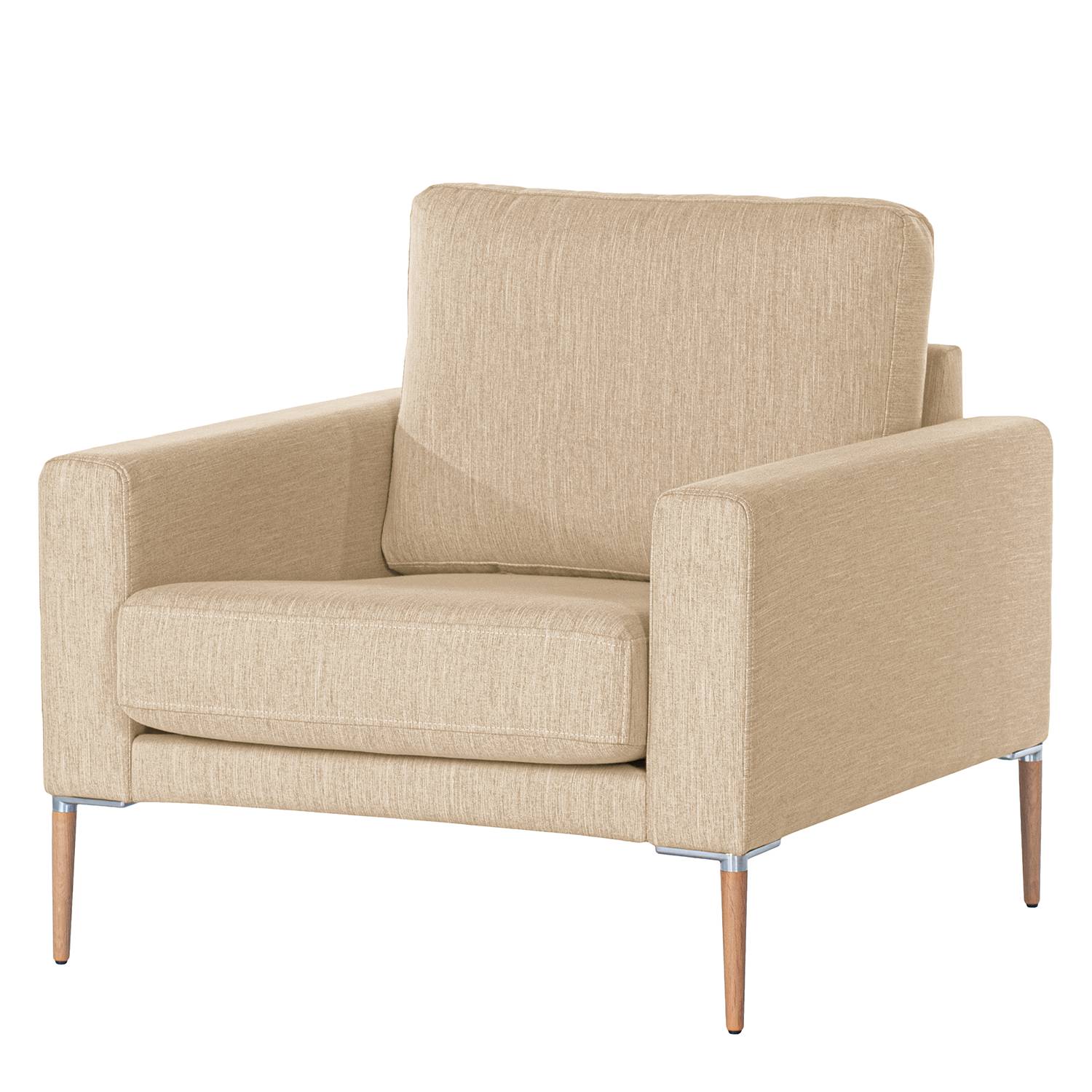 home24 Norrwood Sessel Sauvo II Beige Webstoff 89x83x90 cm (BxHxT)