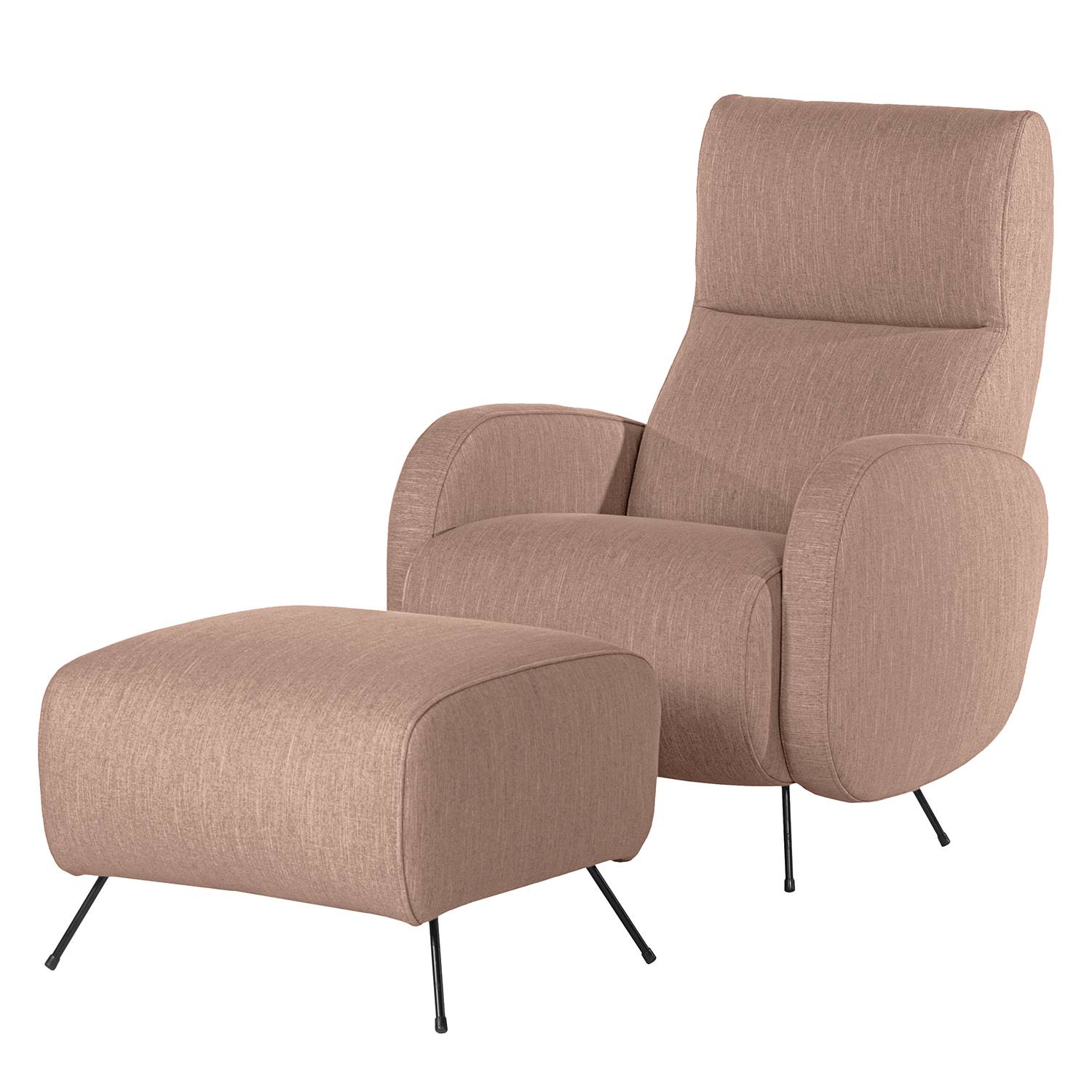 home24 Norrwood Sessel Vains II Mauve Webstoff mit Hocker 78x104x93 cm (BxHxT)