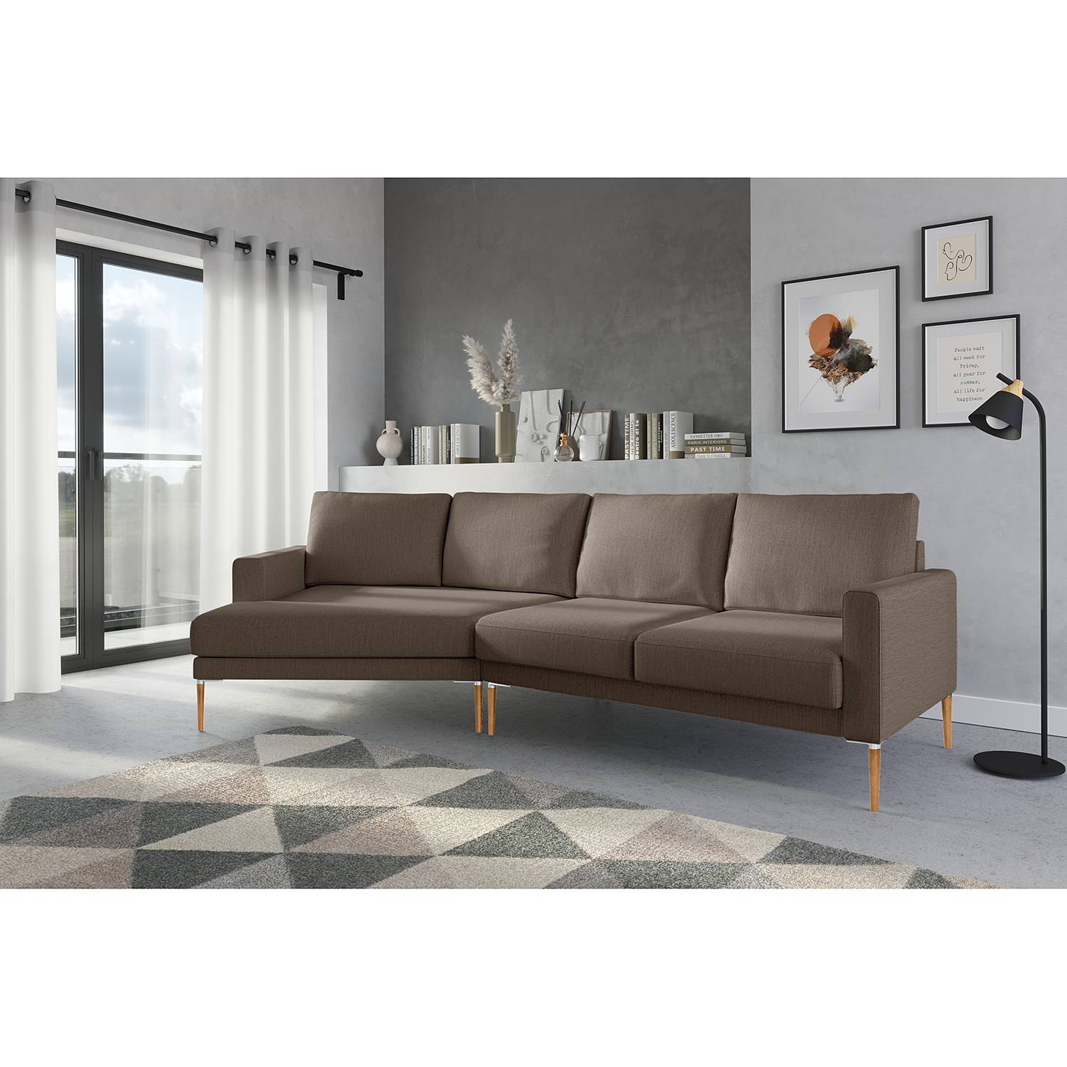 home24 Norrwood Ecksofa Sauvo II Cubanit Webstoff 295x83x118 cm