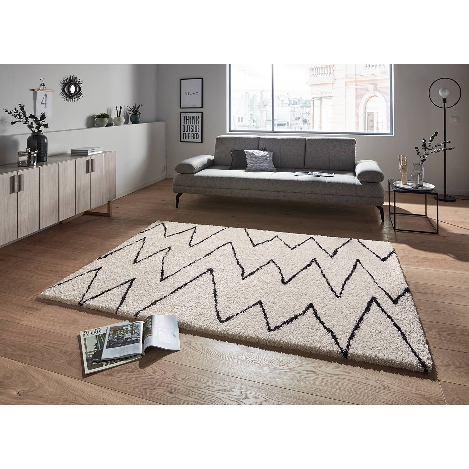 Home24 Hoogpolig vloerkleed Break, Mint Rugs