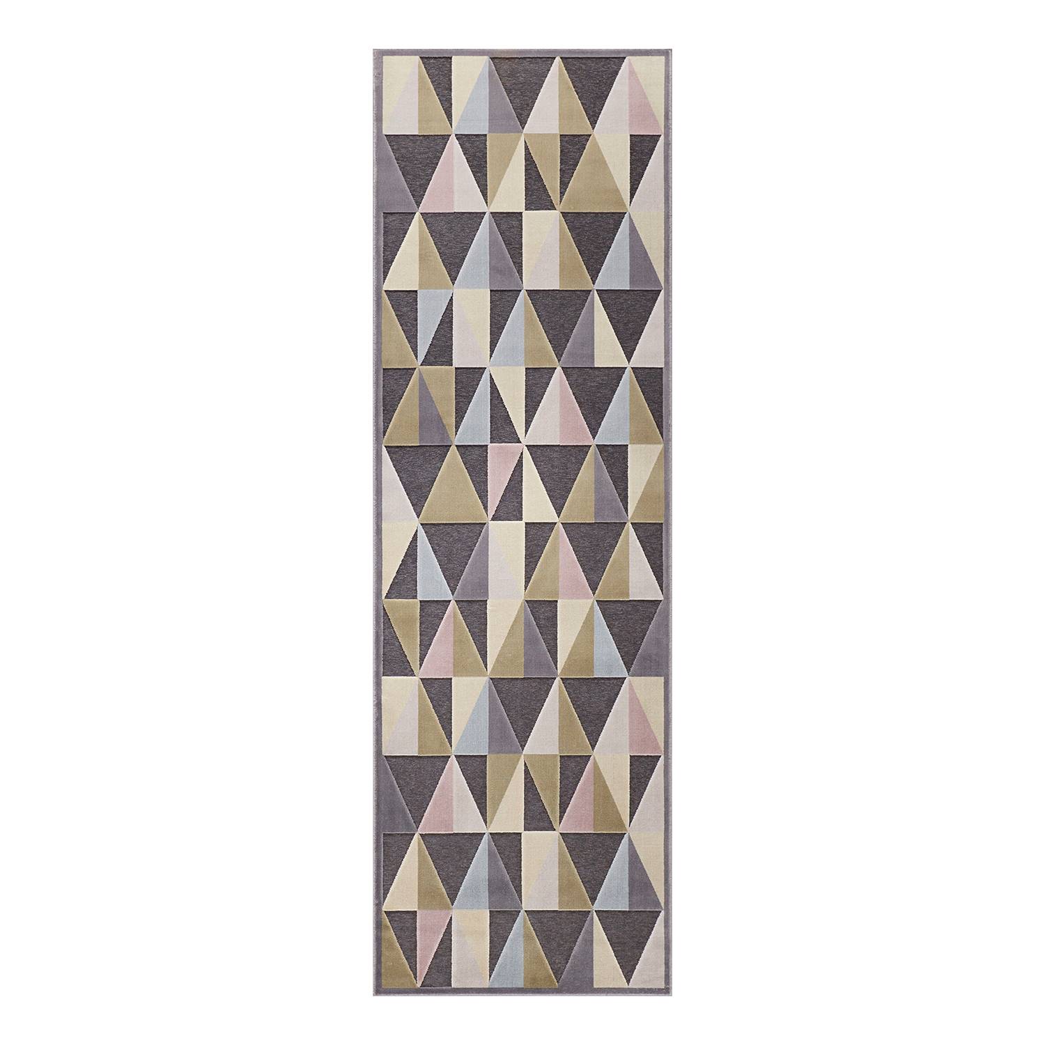 home24 ELLE DECOR Läufer Creuse Grau/Creme 80x250 cm (BxT) Viskose