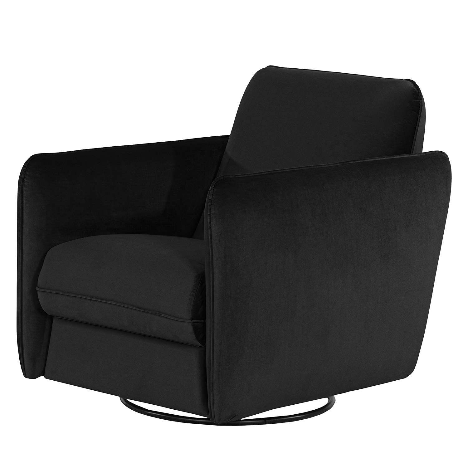 home24 Norrwood Sessel Kayla I Schwarz Samt mit Relaxfunktion 74x88x90 cm (BxHxT)