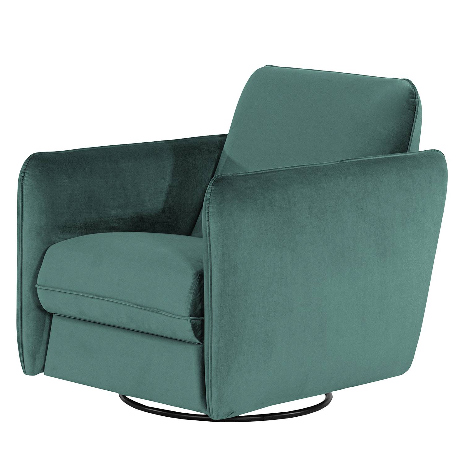 home24 Norrwood Sessel Kayla I Petrol Samt mit Relaxfunktion 74x88x90 cm (BxHxT)