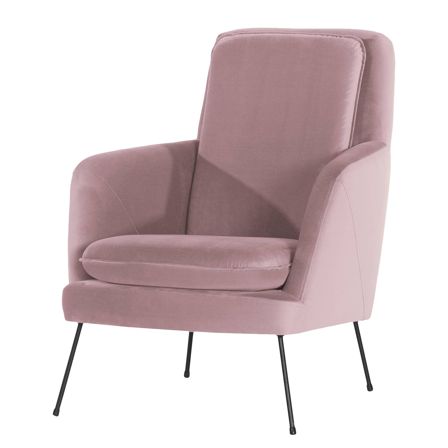 home24 Norrwood Sessel Himos Mauve Samt 74x88x90 cm (BxHxT)