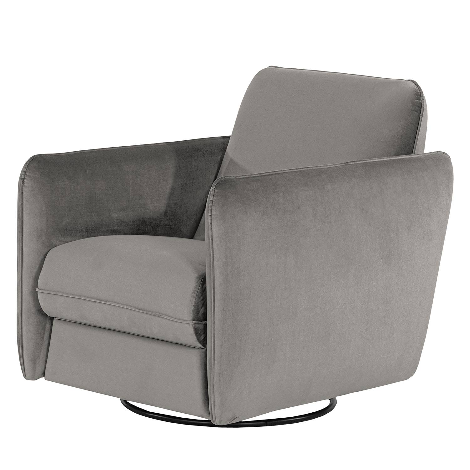 home24 Norrwood Sessel Kayla I Hellgrau Samt mit Relaxfunktion 74x88x90 cm (BxHxT)