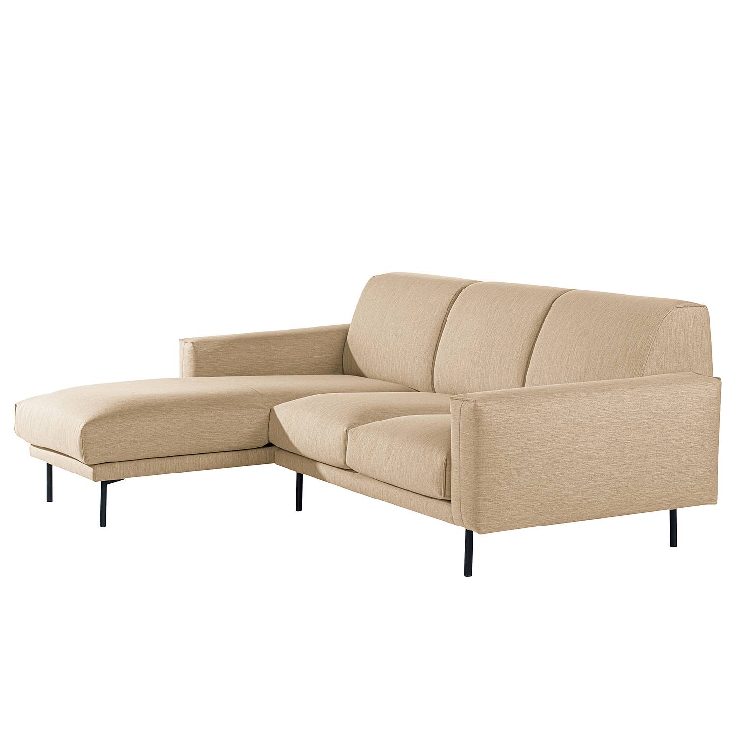 home24 Norrwood Ecksofa Medan Beige Webstoff 252x83x177 cm