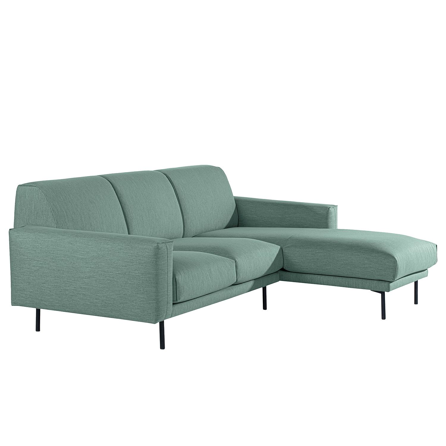 home24 Norrwood Ecksofa Medan Mintgrau Webstoff 252x83x177 cm