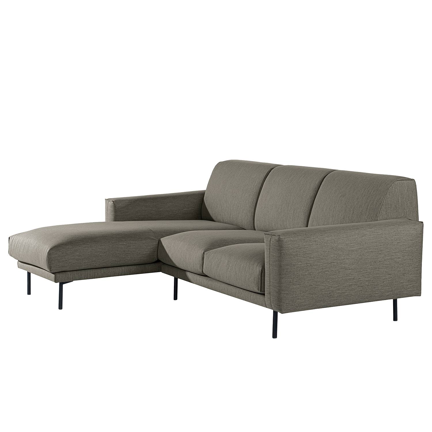 home24 Norrwood Ecksofa Medan Grau Webstoff 252x83x177 cm